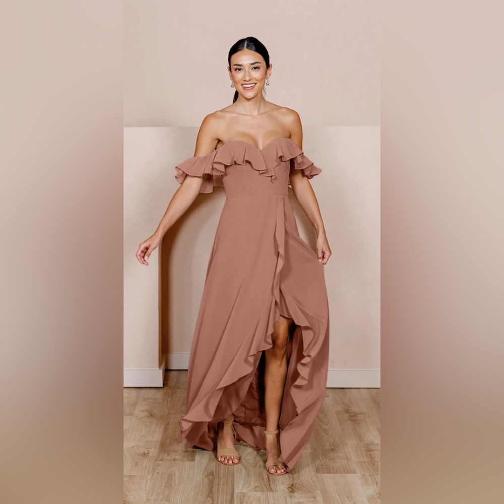 Revelry Scarlet Chiffon Dessert Rose Dress
